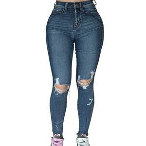 SNEAK PEEK SKINNY RIPPED DISTRESS JEANS